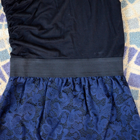 Black and Blue One Shoulder Dress - Picture 4 of 7